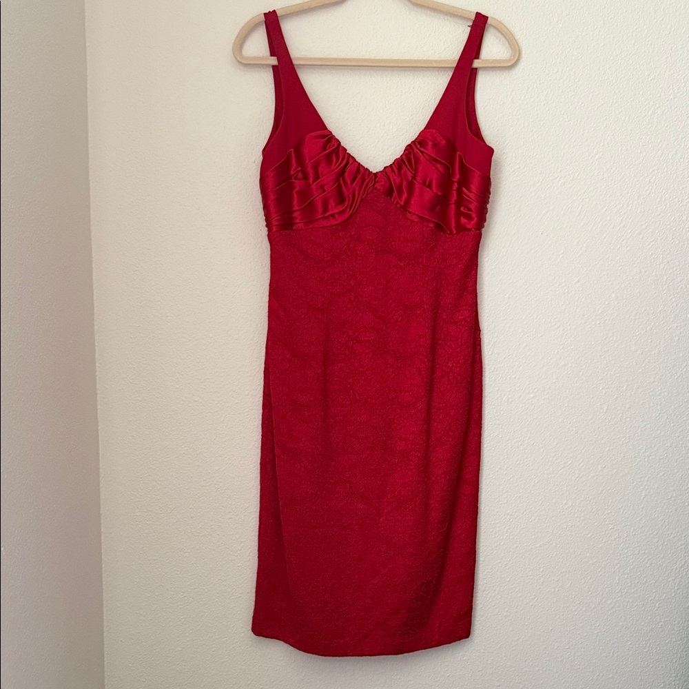 Carmen Marc Valvo Red Silk Lined Dress